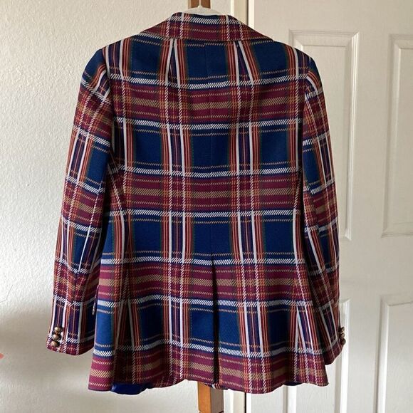 Women’s Navy Plaid 3 Button Blazer size Medium - Picture 6 of 6